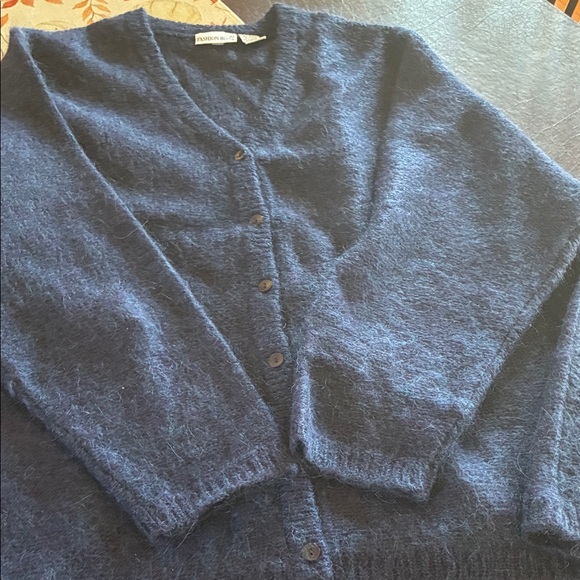 Fashion Bug Deep Blue Fuzzy Cardigan - Picture 1 of 6